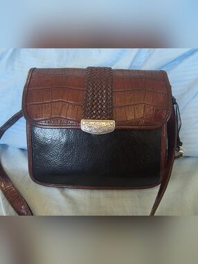 Vintage Brighton "Gillian" organizer crossbody bag Black Brown